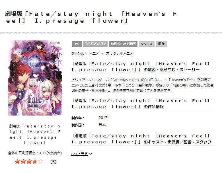 Fate stay night TSUTAYA DISCAS