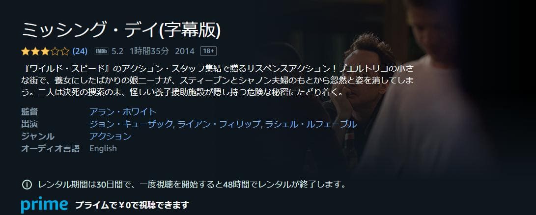 ミッシング・デイ Amazonプライム