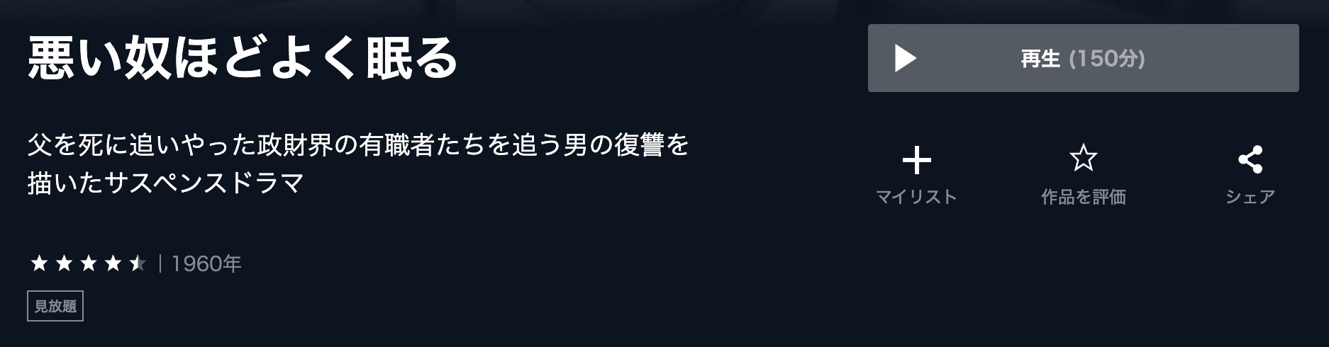 悪い奴ほどよく眠る U-NEXT 映画視聴方法