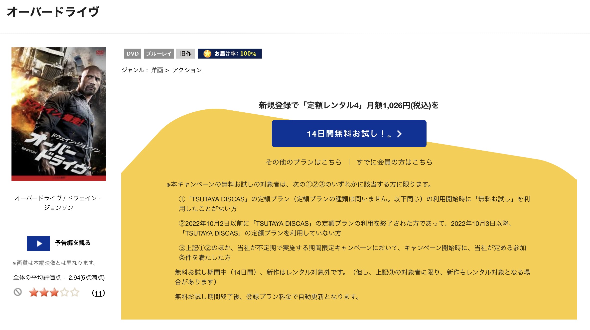 オーバードライヴ TSUTAYA DISCAS 視聴方法