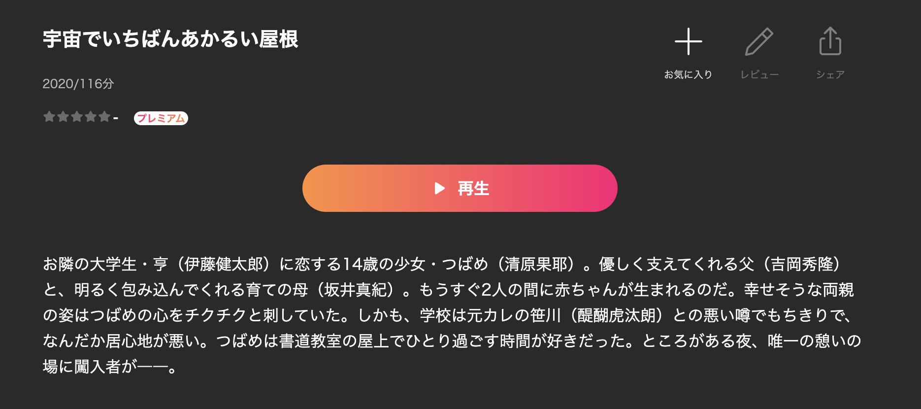 宇宙でいちばんあかるい屋根 Leminoプレミアム 映画視聴方法