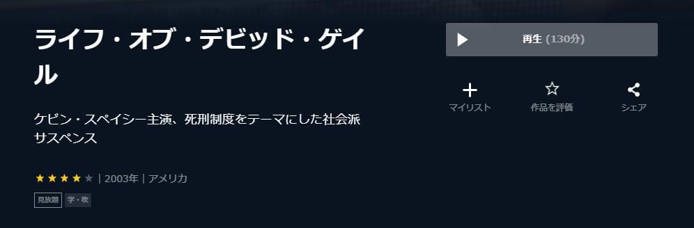 ライフ・オブ・デビッド・ゲイル U-NEXT 映画視聴方法