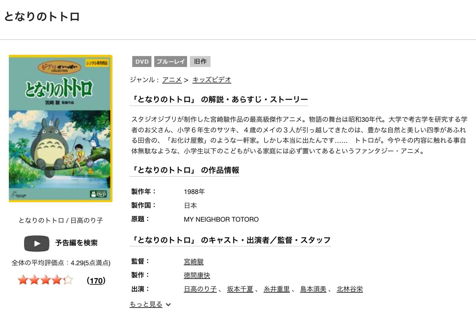 となりのトトロ TSUTAYA DISCAS 映画視聴方法