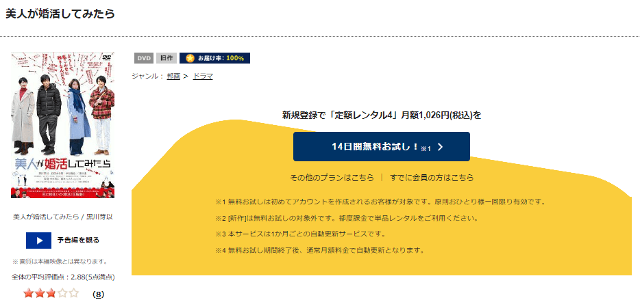 美人が婚活してみたら TSUTAYA DISCAS