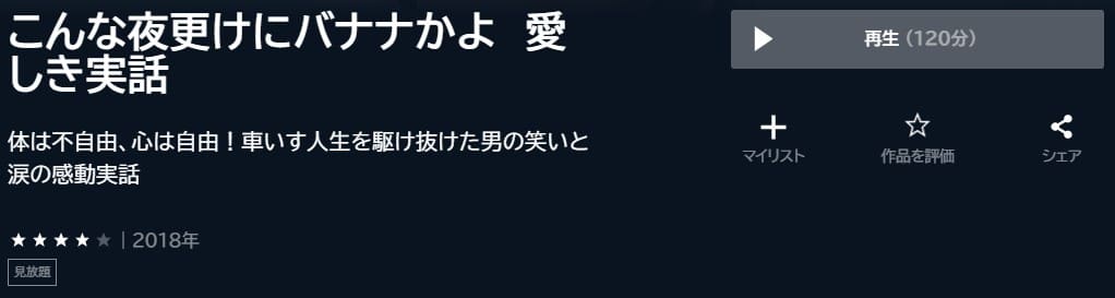 こんな夜更けにバナナかよ 愛しき実話U-NEXT